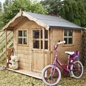 Image of Mercia 5X5 Poppy Wooden Playhouse With Assembly Service Brown