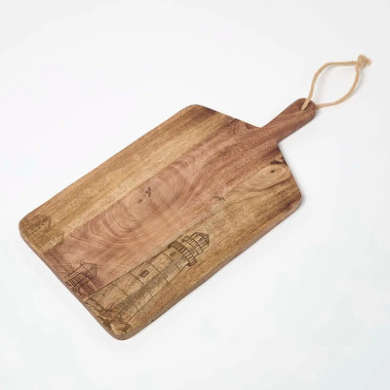 Image of Homescapes Etched Beach Mango Wood Chopping Board