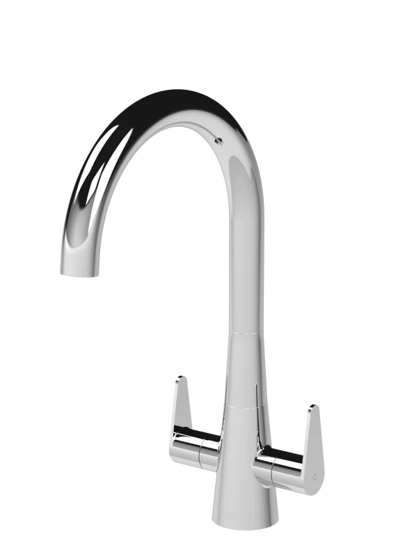Image of Balterley Kitchen Mono Mixer Tap with 2 Lever Handles Chrome 398mm Silver