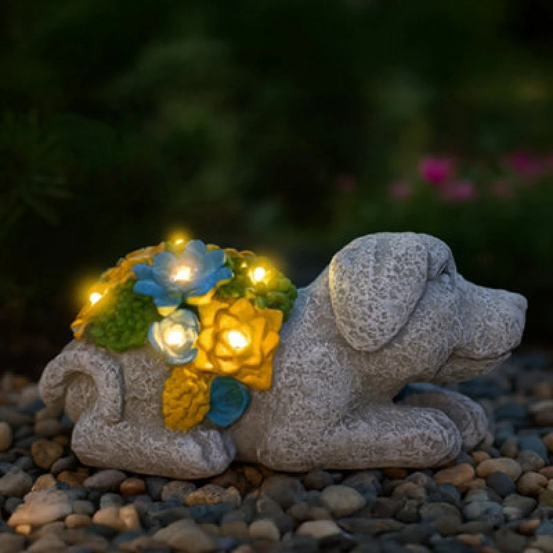Image of ILFD Group Ltd Solar Dog Garden Ornament 20Cm / 8" - Pack Of 3
