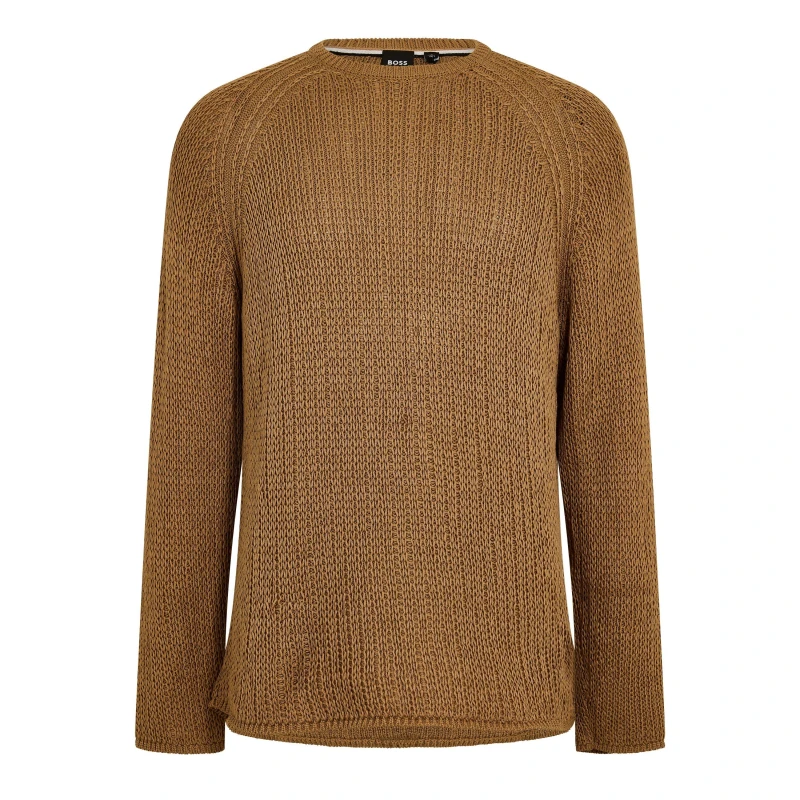 Image of Boss Mens Tascone Knitted Top Medium Beige male L