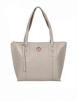 Image of Pure Luxuries London Goya Large Zip Top Leather Tote Bag - Grey, Women