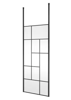 Image of Hudson Reed 900mm Abstract Frame Wetroom Screen With Ceiling Posts - Matt Black