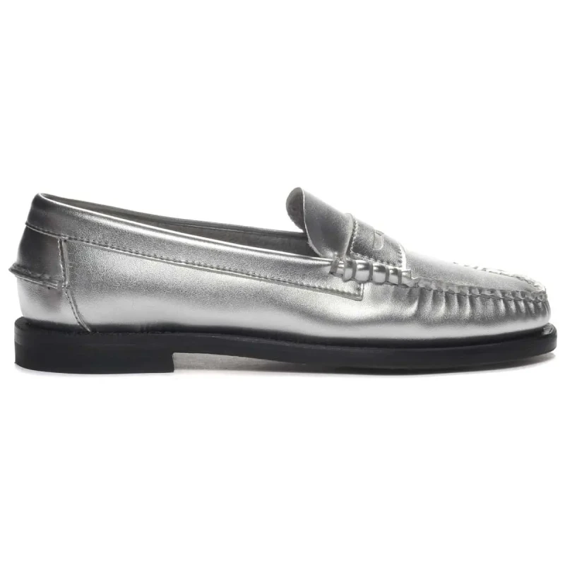 Image of Sebago Womens leather loafers Sebago Dan Met Gris Female 35