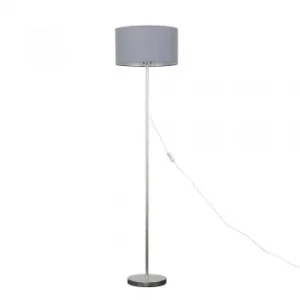 Image of Charlie Brushed Chrome Floor Lamp with Large Dark Grey Reni Shade