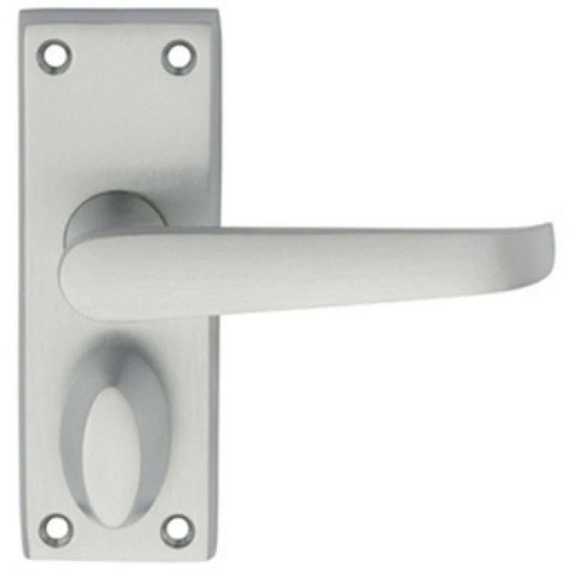 Image of Loops PAIR Straight Handle on Short Privacy Backplate 118 x 42mm Satin Chrome Multi