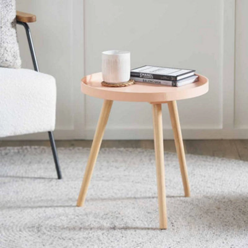 Image of Pacific Lifestyle Halston Apricot Wood Veneer And Natural Pine Wood Side Table