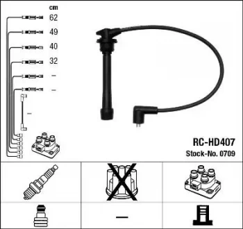 Image of NGK RC-HD407 Ignition Lead Set NTK Inductive Resistor 4 Circuit