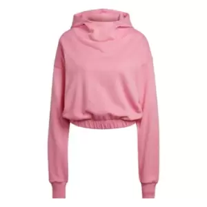 Image of adidas Studio Lounge Cropped Hoodie Womens - Bliss Pink