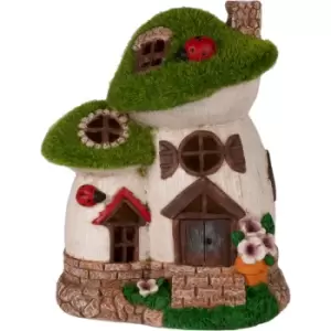 Image of Garden Solar Ornaments Garden Mushroom House with Ladybug M&W - Multi