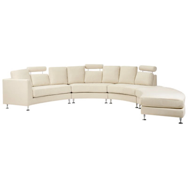 Image of Beliani Curved Sofa 7 Seater Rotunde Fabric Beige