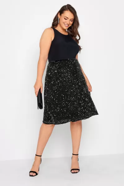 Image of Velvet Sequin Skater Skirt