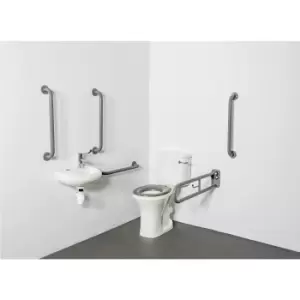 Image of Close coupled Doc M toilet pack stainless steel concealed fixings grey