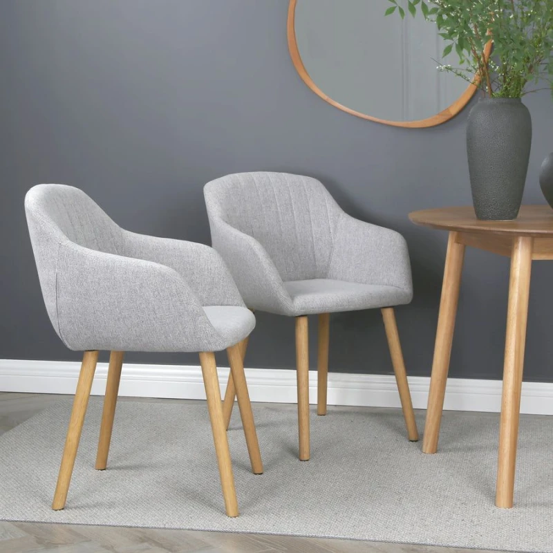 Image of Home Garden Direct Luciano - Dining Chairs in Premium Textured Linen (Set of 2) in Grey Grey Unisex