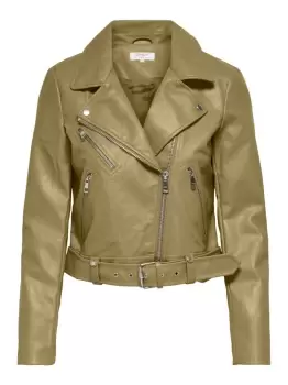 Image of ONLY Biker Faux Leather Jacket Women Green