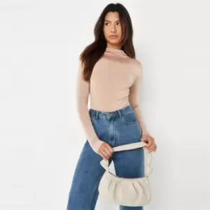 Image of Missguided High Neck Ls Body - Nude