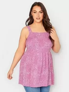 Image of Yours Animal Print Crinkle Vest Top - Pink, Size 20, Women