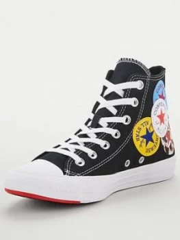 Image of Converse Chuck Taylor All Star Multi Logo - Black/Red, Size 5, Women