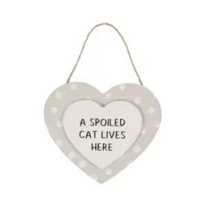 Image of A Spoiled Cat Lives Here Hanging Heart Sign