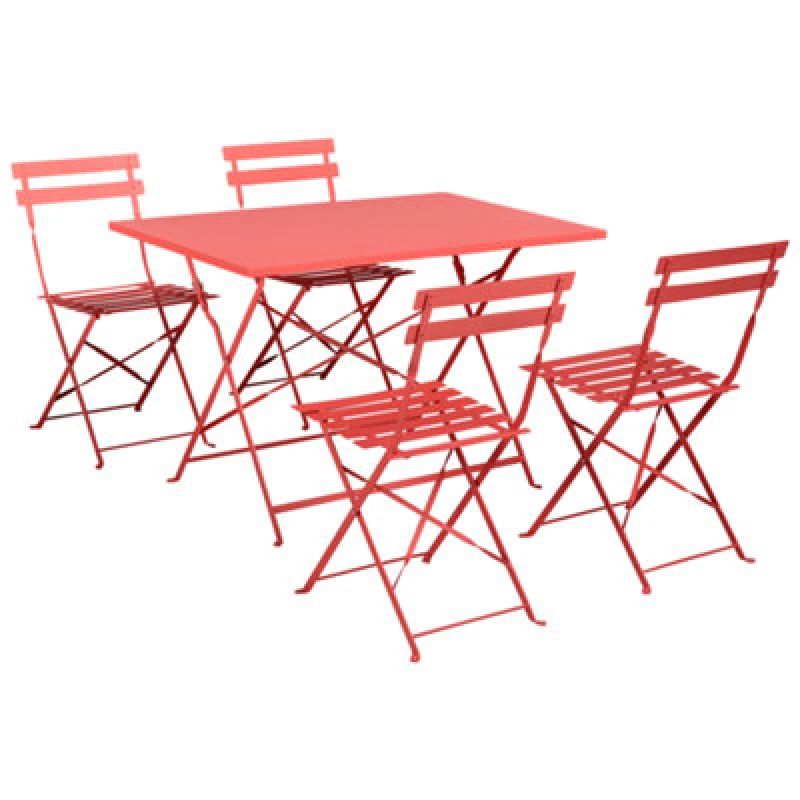 Image of Beliani Garden Dining Set 4 Seater Fiori Metal Red