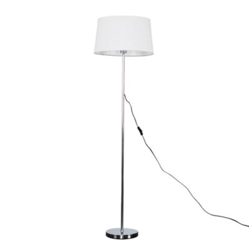 Image of ValueLights Charlie Silver Modern Stem Floor Lamp White Tapered Faux Linen Shade White