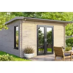Image of Power Sheds 12 x 14ft Central Doors Apex Log Cabin