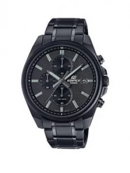 Image of Casio Casio Ediface Black Chronograph Dial Black Stainless Steel Watch, Multi, Men