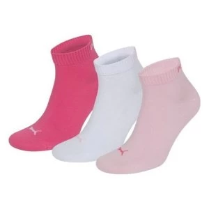 Image of Puma Quarter Training Socks Pink (3 Pairs) UK Size 6-8