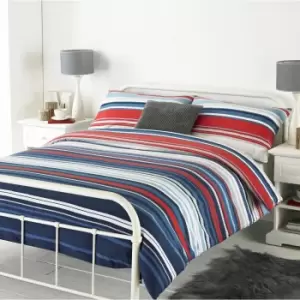 Image of Riva Home Lymington Duvet Set (King) (Blue/Red)