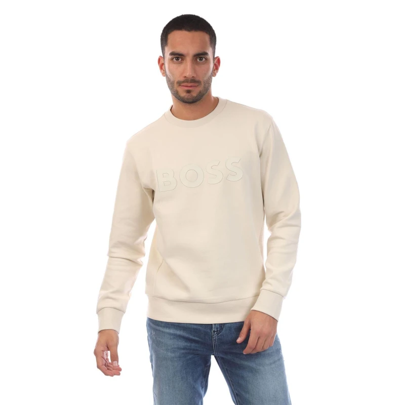 Image of Boss Salbo Stretch Sweatshirt with Sandwich Logo White male M