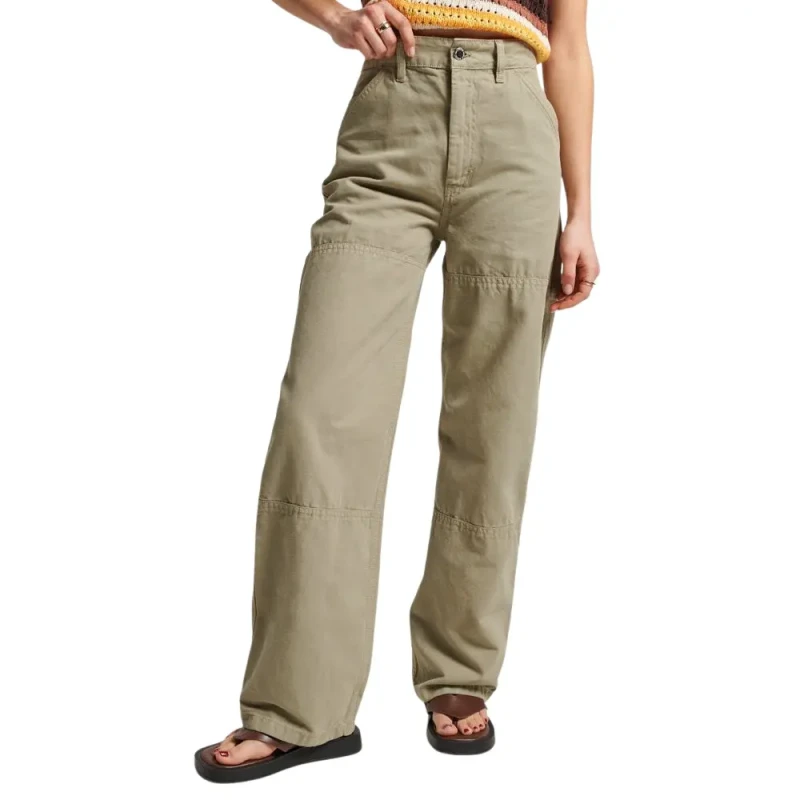 Image of Superdry Womens loose-fit organic cotton carpenter trousers Superdry Vintage Vert Female 28x32