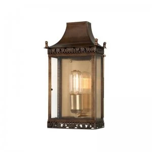 Image of 1 Light Outdoor Wall Lantern Light Antique Brass IP44, E27