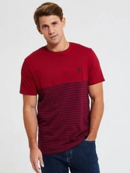 Image of U.S. Polo Assn. U.s Polo Assn Fade Stripe Ringer T-Shirt, Red, Size S, Men