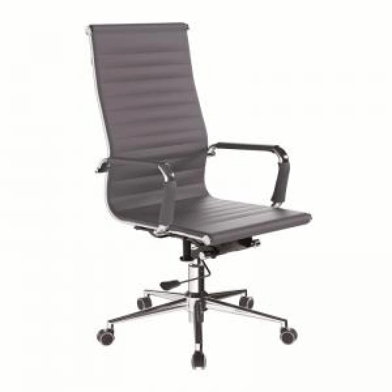 Image of Aura Nautilus Designs Aura Contemporary High Back Bonded Leather Executive Office Chair With Fixed Arms Grey - BCL/9003/GY BCL/9003/GY