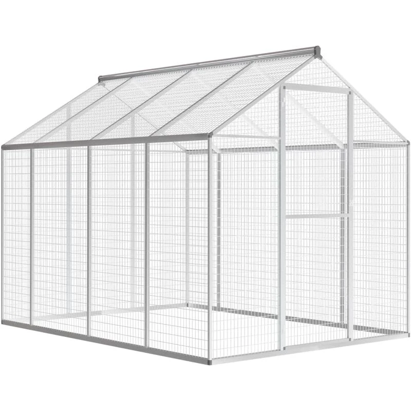 Image of vidaXL Outdoor Large Birds Aviary Cage Hutch House Aluminium Mesh Rectangular