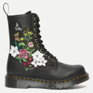 Image of Dr. Martens Womens 1490 Bloom Leather 10-Eye Boots - Black - UK 5