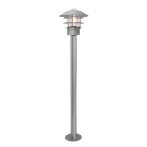 Image of Helsingor Outdoor 1 Light Bollard Lantern, Silver, IP44, E27
