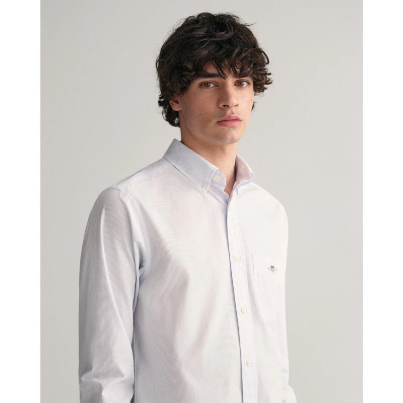 Image of Gant Gant Poplin Banker Shirt - Blue S Male