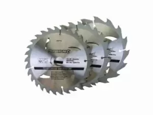 Image of Silverline 292712 TCT Circular Saw Blades 16 24 30T 3pk 150 x 20 - 16 12.75mm rings