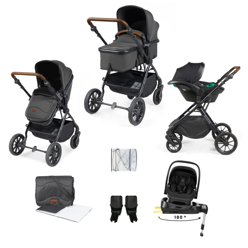 Image of Ickle Bubba COSMO 9 PIECE TS WITH I-SIZE NIMBUS CAR SEAT Travel Systems one Graphite Grey / Tan 39180091055