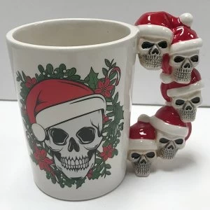 Image of Christmas Skulls Shaped Handle Ceramic Mug