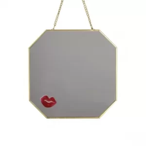 Image of Lips Hanging Mirror Gold 18cm