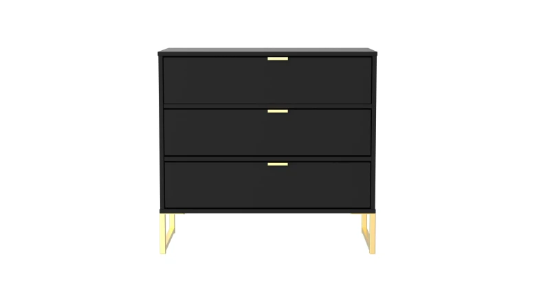 Image of Ready Assembled 2 U Madrid 3 Drawer Chest (Ready Assembled) Black