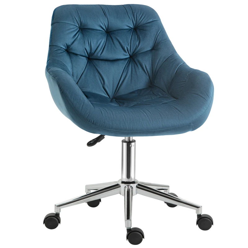 Image of Vinsetto Home Office Chair, Velvet Ergonomic Computer Chair, Computer Desk Chair with Adjustable Height, Arm and Back Support, Blue Aosom UK