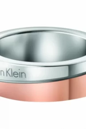 Image of Ladies Calvin Klein Two-Tone Steel and Rose Plate Size N Hook Ring KJ06PR200107