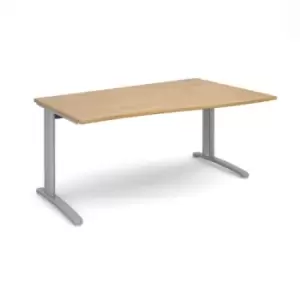 Image of Office Desk Right Hand Wave Desk 1600mm Oak Top With Silver Frame TR10