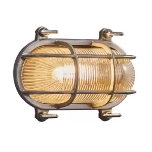 Image of Helford Outdoor Bulkheads Wall Lamp Nickel, E27, IP64