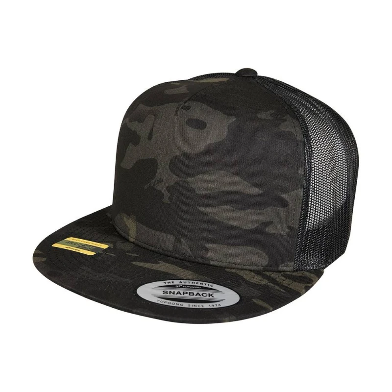 Image of Flexfit Camouflage Trucker Cap in Black Unisex One Size