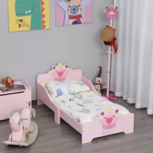 Image of Kids Wooden Princess Crown And Flower Single Bed Safety Side Rails Slats