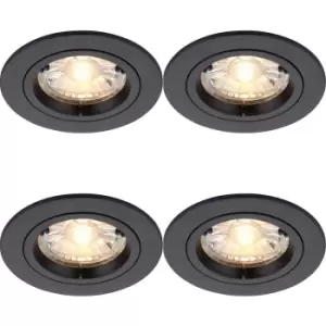 Image of 4 PACK Recessed Fixed Ceiling Downlight - 50W GU10 Reflector - Matt Black